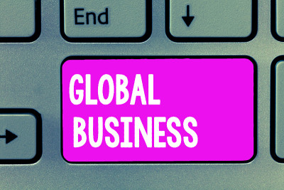 Word writing text Global Business。商业概念的贸易和商业体系，一个公