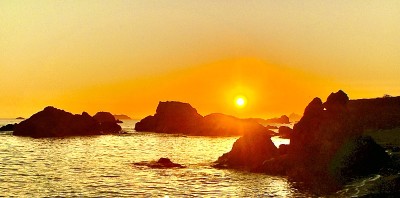battery point beach at sunset with sea stacks - pa
