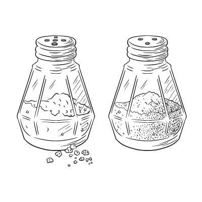 盐和胡椒瓶雕刻插图