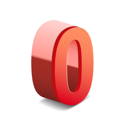 3d闪亮的红色数字0