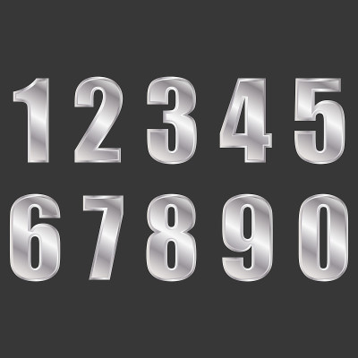 Silver digital numbers vector eps10. Digitals numb