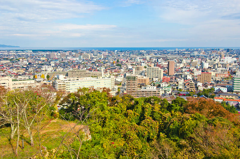 鸟取县Yonago市的城市景观。