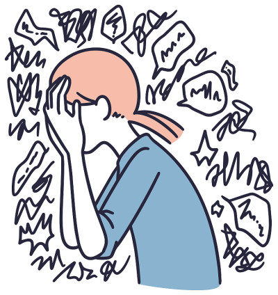妇女挣扎与头抑郁症插图