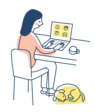 在家远程工作的妇女