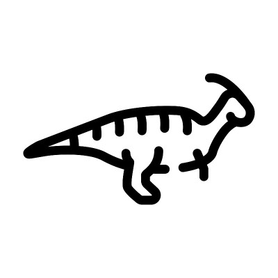 副栉龙恐龙线图标矢量插图