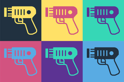 Pop art Police electric shocker icon isolated on c