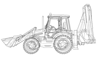 Sketch of Loading Shovel with Back Actor