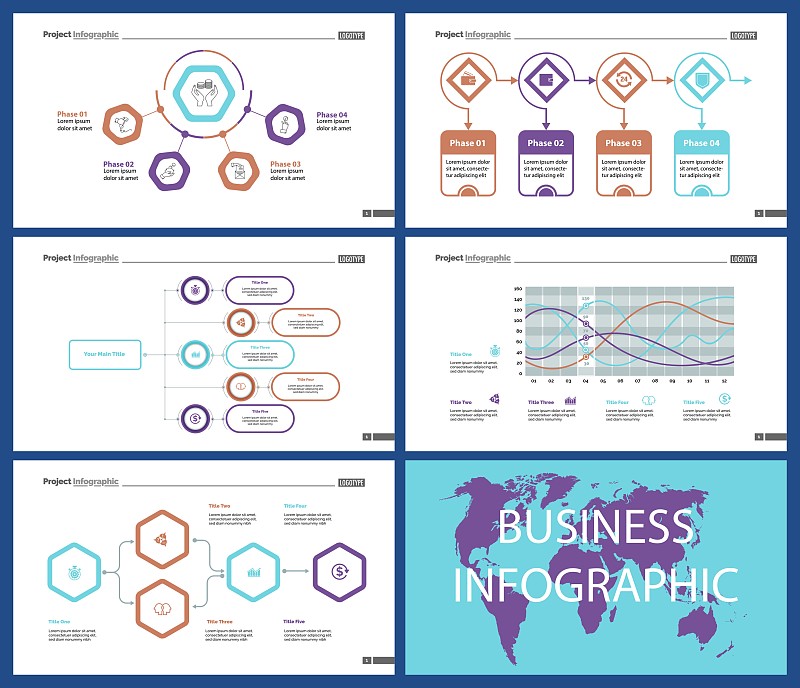 Business inforgraphic design set for project manag