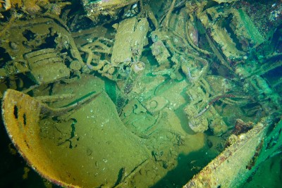 Famous wreck ship Fujikawa maru in Truk lagoon
