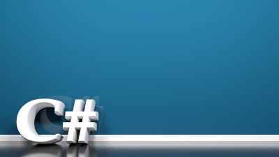 c#写在蓝色墙壁- 3D渲染插图