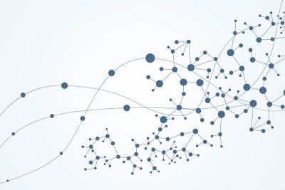 科学网络格局，连线连点。技术上用六边形结构或分子连接元素。