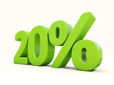 白色背景上20%百分比的图标