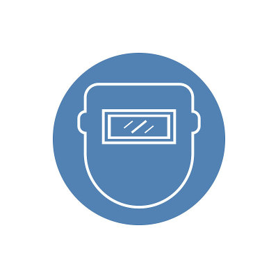 Metal welder helmet icon. Flat metal welder helmet