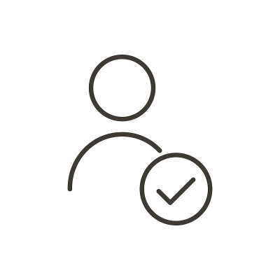 人与核对标记验证打勾。向量细线图标的概念用户档案接受，授权，帐户验证，工作搜索，雇用