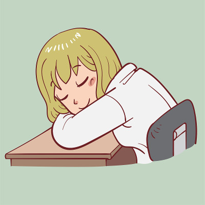 女孩睡在桌子上