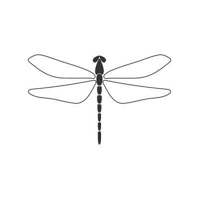 Dragonfly concept. Black dragonfly with linear win