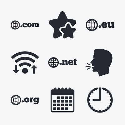 顶级域名的迹象。Com, Eu, Net和Org。