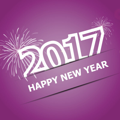 在粉色背景上祝你2017年新年快乐