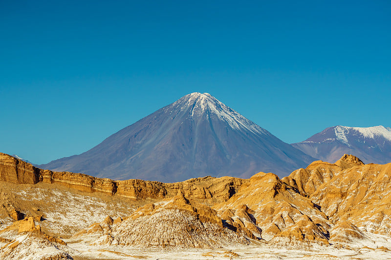 利坎卡武尔火山位于智利和玻利维亚边境，靠近圣佩德罗德阿塔卡马