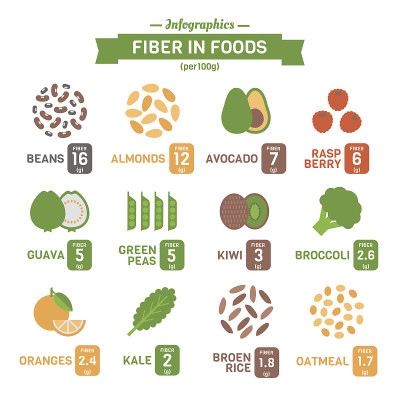 食物中纤维的矢量信息图