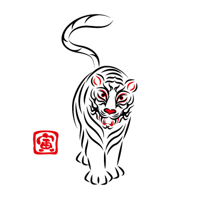 白虎白虎插画日本传统表演艺术歌舞伎舞台化妆熊田设计矢量白虎插画。日本传统表演艺术。歌舞伎舞台妆。Ku