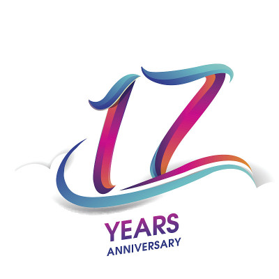 17周年庆典标志为蓝色和红色。