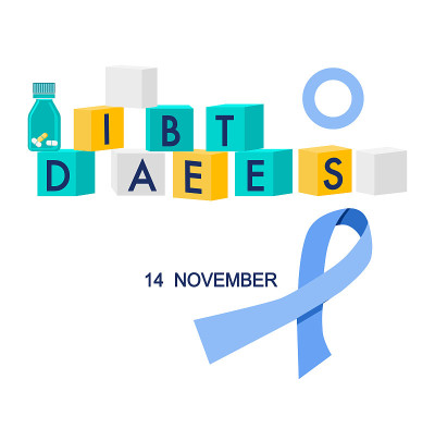 World diabetes day illustration.Cubes with disease