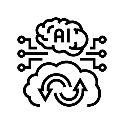 Ai人工智能金融技术线图标矢量图