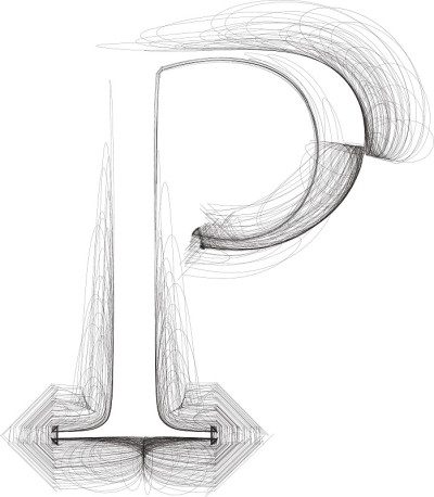手绘字体。字母p矢量图