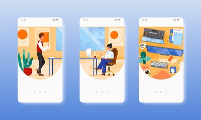 公司董事。办公室的人,工作场所。移动应用屏幕，矢量网站横幅模板。UI，网站设计。