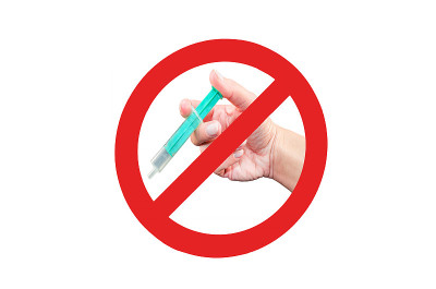带注射器的禁止标志