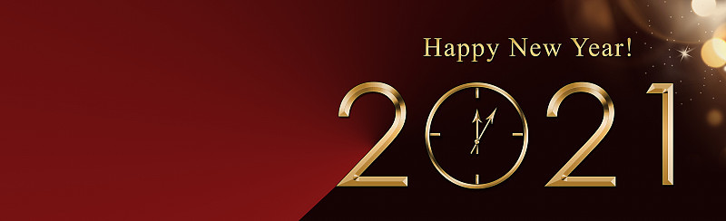 插图2021年快乐新年背景与黄金时钟。节日黄金2021卡，传单，邀请，海报，代金券，横幅。为文本复制