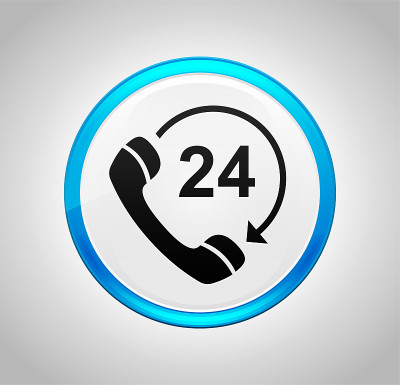 24小时打开手机旋转箭头图标圆形蓝色按钮