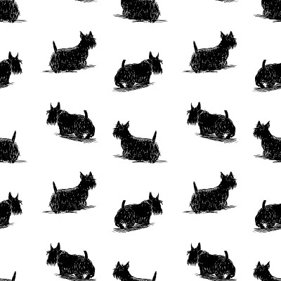 Seamless background of walking scotish terriers