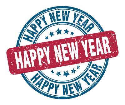 新年快乐邮票。新年快乐的标志。新年快乐