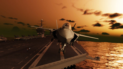 美国隐形飞机黎明从航空母舰起飞3d渲染