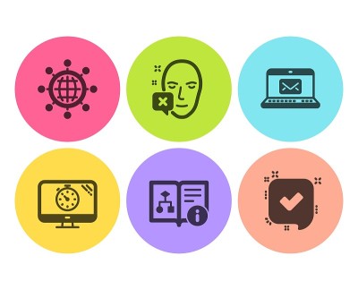 Face declined, International globe and E-mail icon