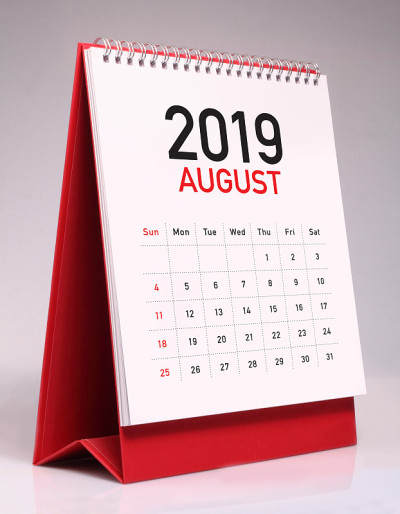 简单的桌面日历2019 - 8月