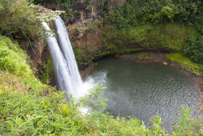 Wailua瀑布全景，考艾岛，夏威夷