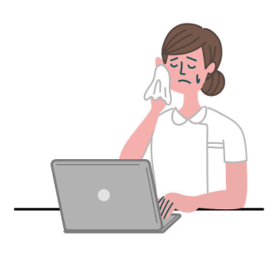医护人员医生女笔记本电脑手势担心
