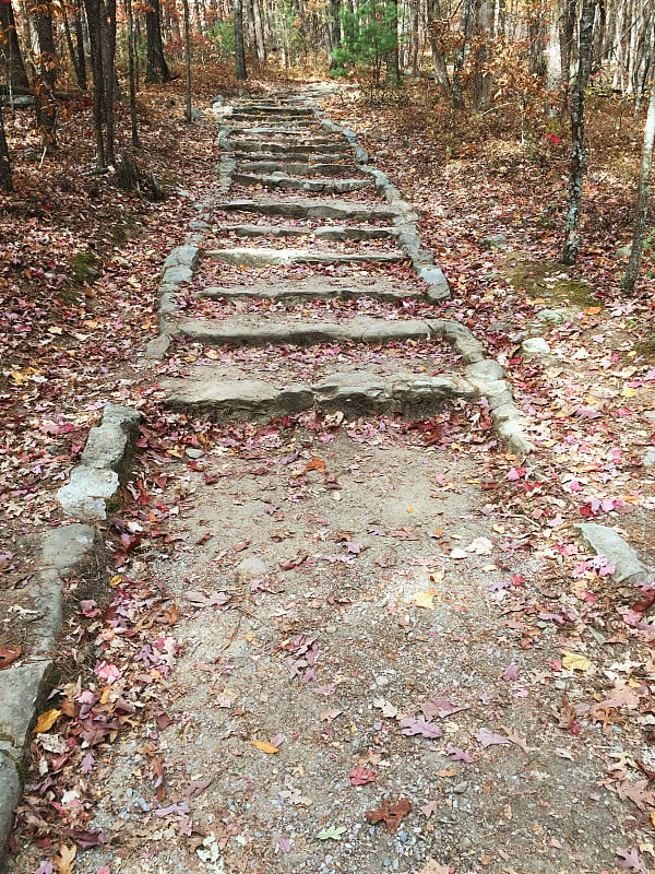 岩石和石头徒步自然步道在Fort山州立公园