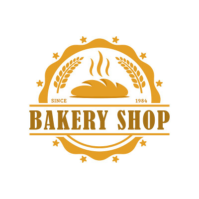 面包房徽章模板，矢量插图。面包店会徽，复古复古风格