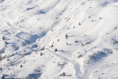 瓦尔梅尼尔山脉冬季滑雪区位于法国阿尔卑斯欧洲萨伏伊