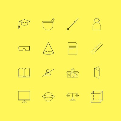 科学线性图标集。简单的轮廓图标
