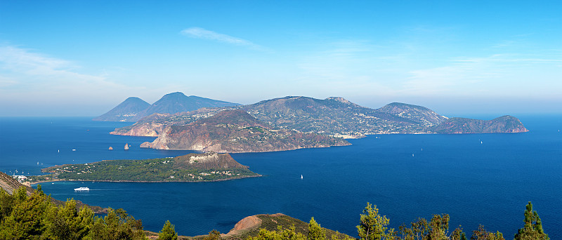 lipari aeolian岛全景照片从火山，意大利
