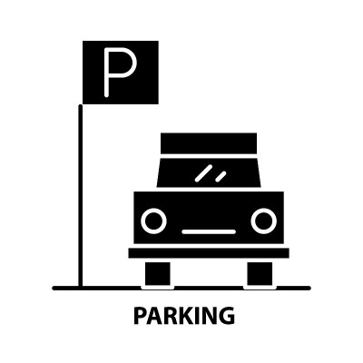parking icon, black vector sign with editable stro