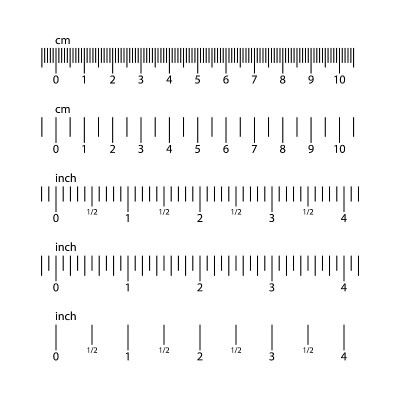 Inch and metric rulers set. Horizontal indicator