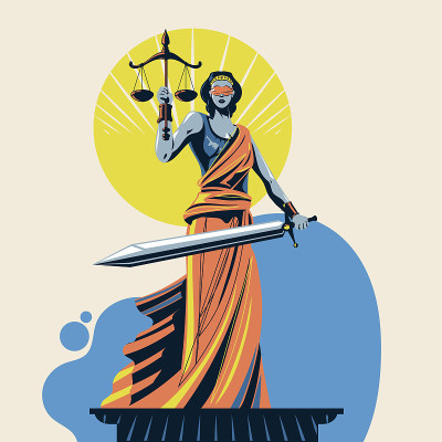 法官夫人Femida或Themis矢量插图