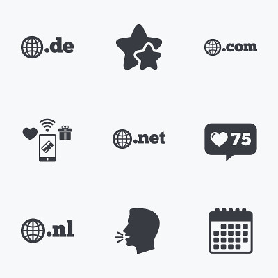顶级域名的迹象。De, Com, Net和Nl。
