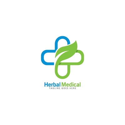 草药医学标志矢量图标插图